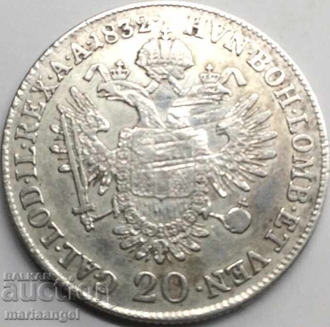 20 Kreuzers 1832 Αυστρία για την Ουγγαρία Α - Βιέννη 26mm Πατίνα με τιμή € 22.50 | 44.01 BGN