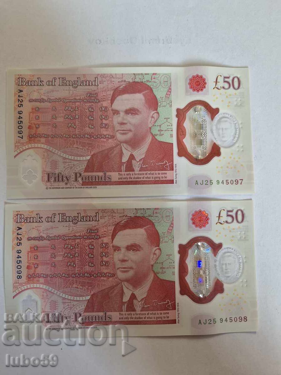 2 X 50 lire sterline charles ||| unc cu preț € 130.00 | 254.26 BGN