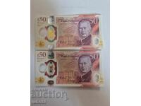 2 X 50 lire sterline charles ||| unc