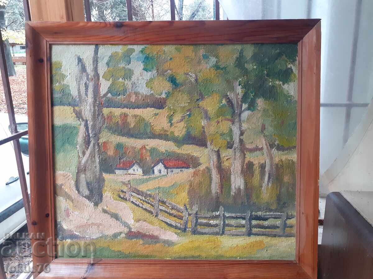 Veche pictură bulgărească de maestru, ulei pe pânză, șasiu, ramă Veche pictură bulgărească de maestru, ulei pe pânză, șasiu, ramă