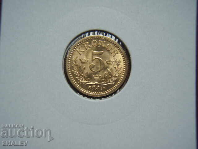Livrarea 5 Kronor 1901 Suedia (5 kroni Shvetsiya) - AU/Unc (zlato)