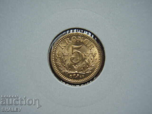 5 Kronor 1901 Σουηδία (5 kroni Shvetsiya) - AU/Unc (zlato)