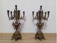 Set de două sfeșnice masive mari din bronz
