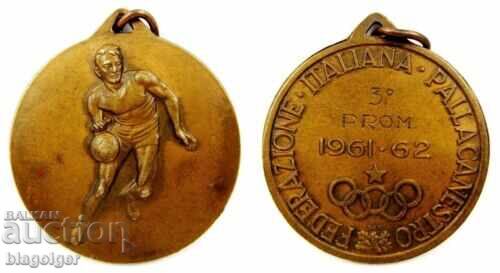 Medalie veche italiană - Cupa Italiei la Baschet 1961