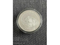 1 oz.(31.1gr.) monedă, Tigru cu dinți de sabie, Epoca de gheață