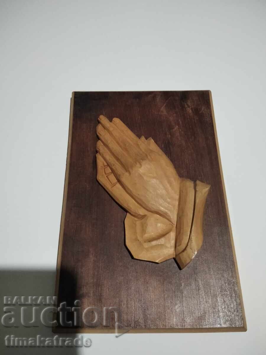 Wooden wall panel picture 'Hands' by the artist Albrecht Dürer