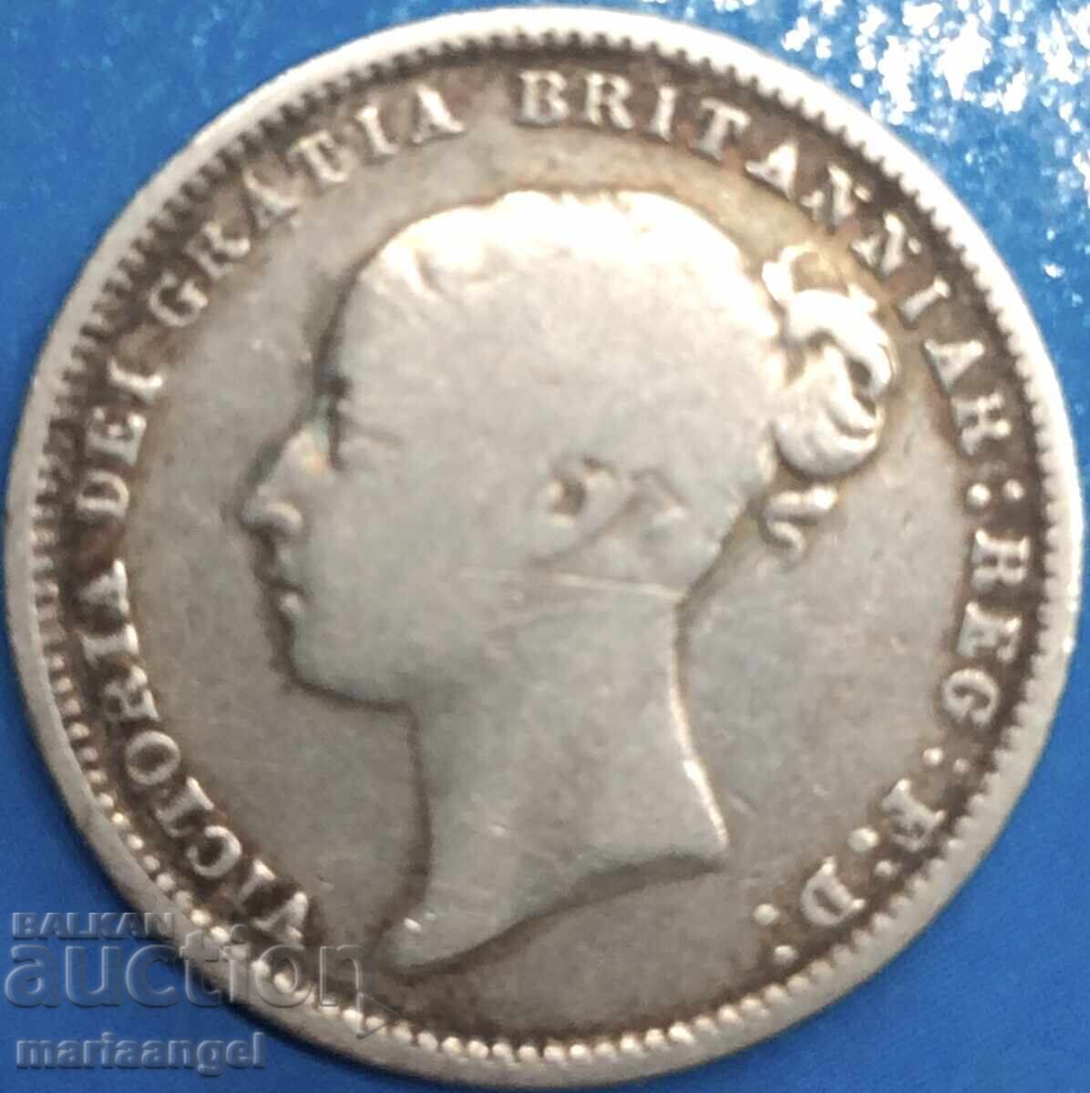 Marea Britanie 6 Pence 1872 Young Victoria Silver - 6