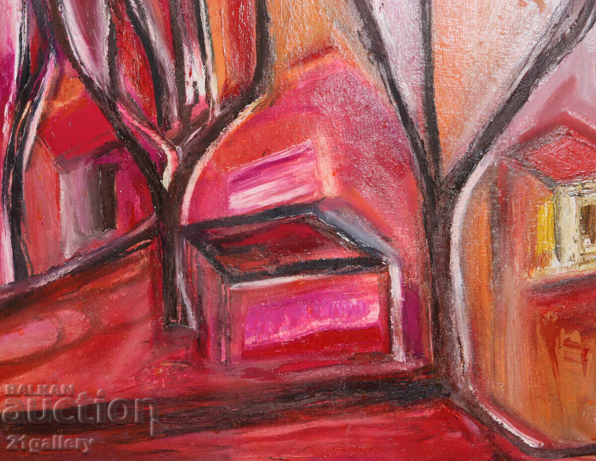 Valentin Radenovski Oil Painting Landscape with Houses with price € 245.42 | 480.00 BGN Valentin Radenovski Oil Painting Landscape with Houses with price € 245.42 | 480.00 BGN