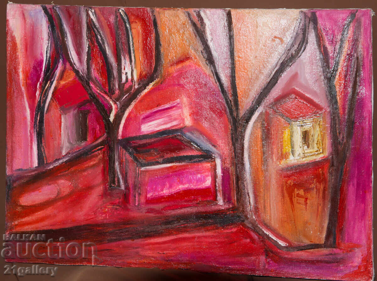 Valentin Radenovski Oil Painting Landscape with Houses - 6 Valentin Radenovski Oil Painting Landscape with Houses - 6