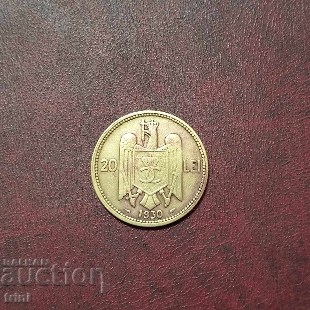 Румъния 20 леи 1930 година, бронз