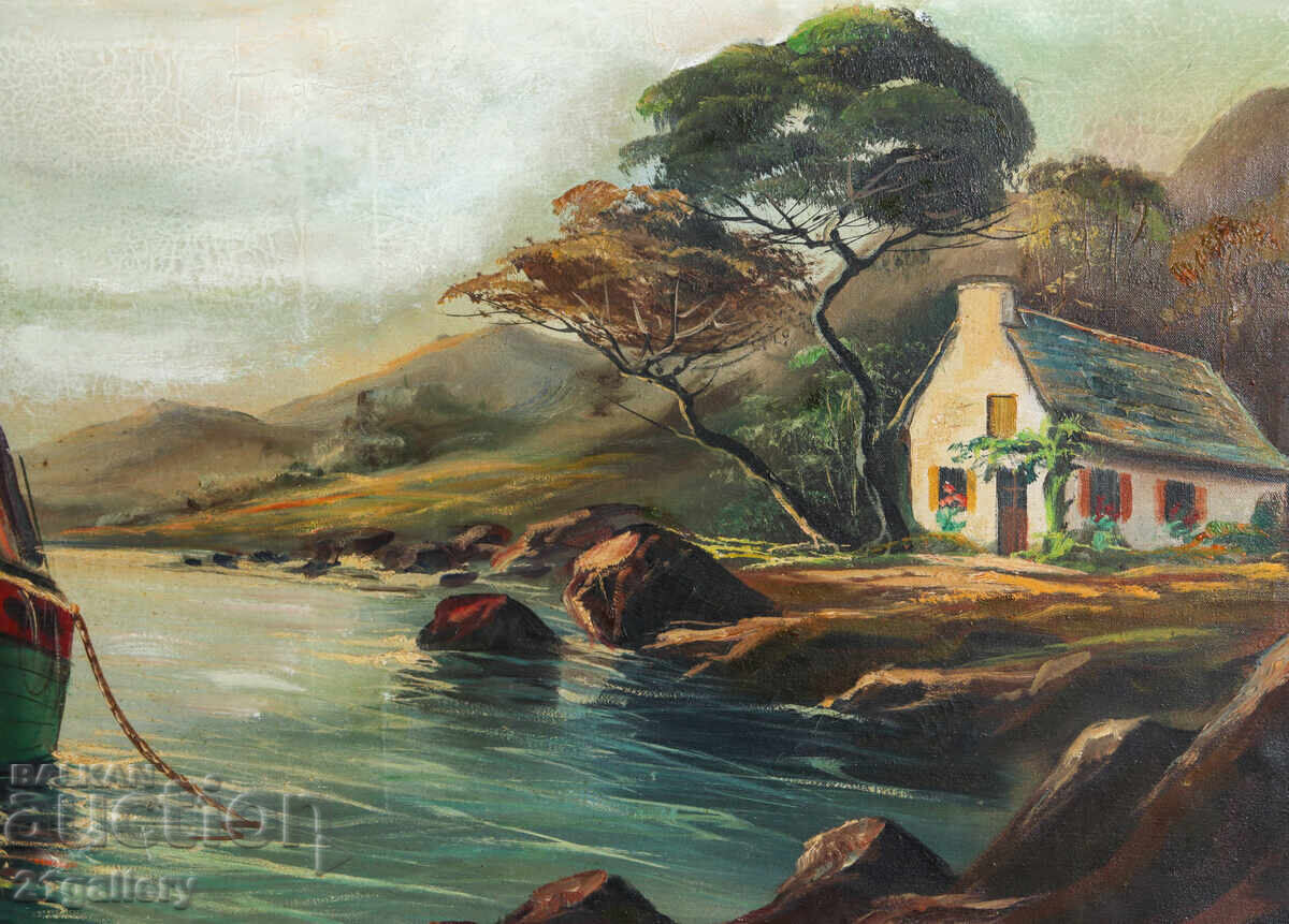 Παράδοση Παλιός ελαιογραφία Γαλλία παραθαλάσσιος όρμος