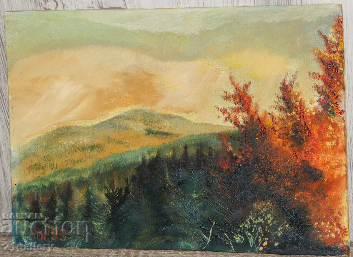 Peisaj montan, ulei pe pânză, semnat 1990 cu preț € 102.26 | 200.00 BGN