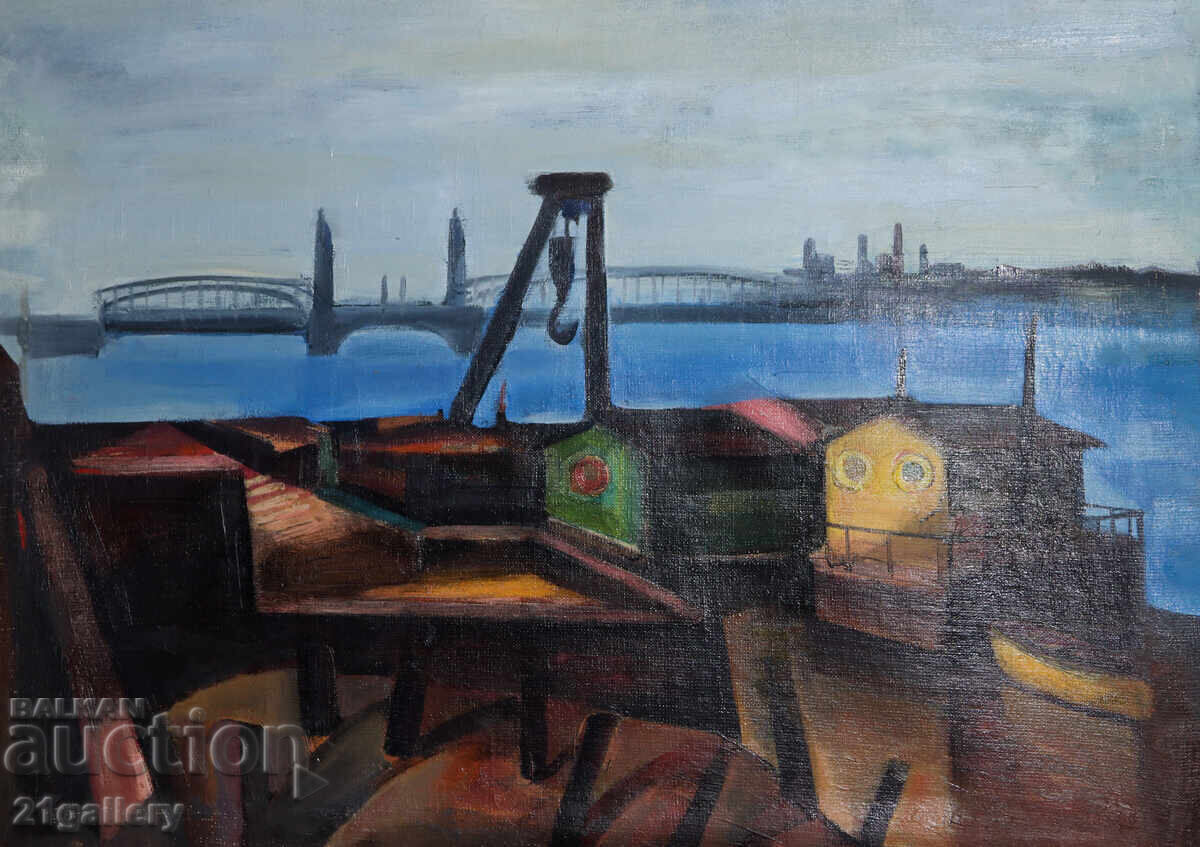 Καθηγητής Στογιάν Ντομούστσιεφ (1935-2021) Θαλασσινό τοπίο - λιμάνι Καθηγητής Στογιάν Ντομούστσιεφ (1935-2021) Θαλασσινό τοπίο - λιμάνι