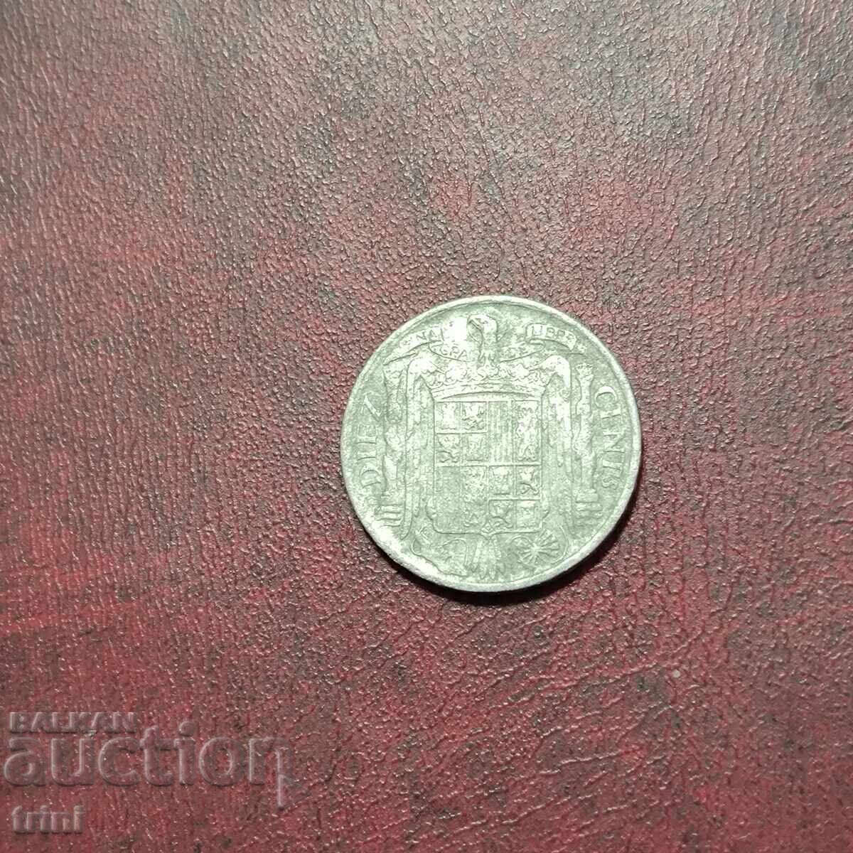 Испания 10 сентимос 1953 година с цена € 1.53 | 2.99 лв.