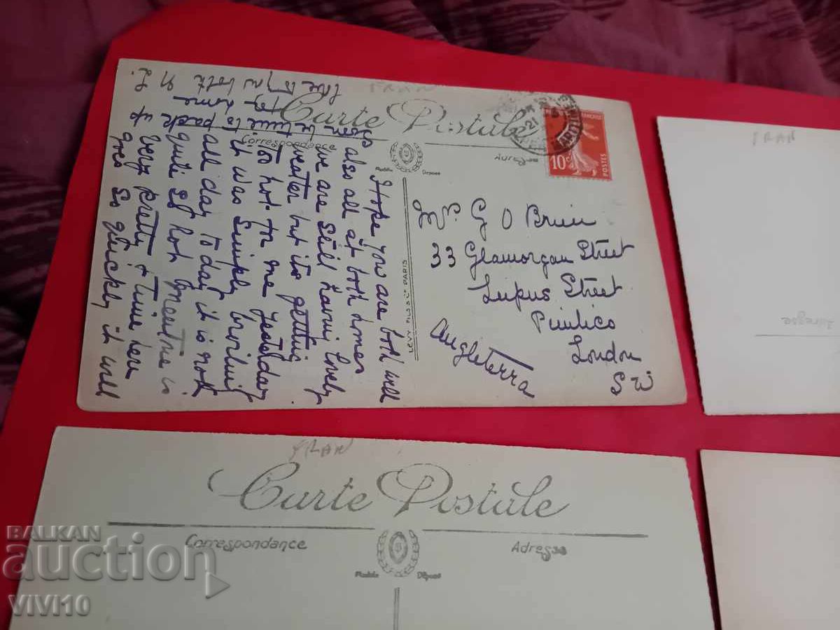Auction  4 antique postcards France