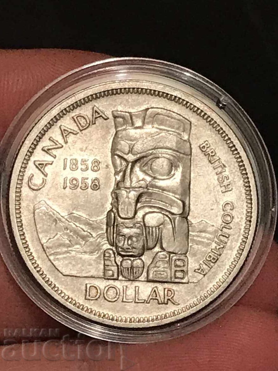 Canada 1 dollar 1958 British Columbia jubilee silver Canada 1 dollar 1958 British Columbia jubilee silver