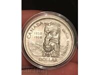 Канада 1 долар 1958 Британска Колумбия юбилейна сребро