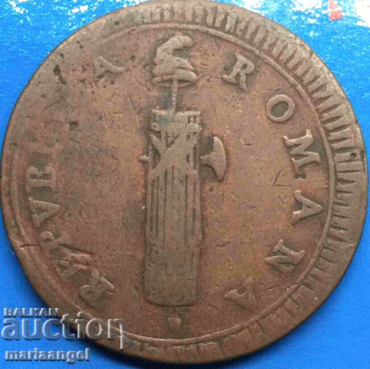 First Roman Republic 2 bayochi 1798 -1799 Vatican 35mm 19g με τιμή € 62.00 | 121.26 BGN