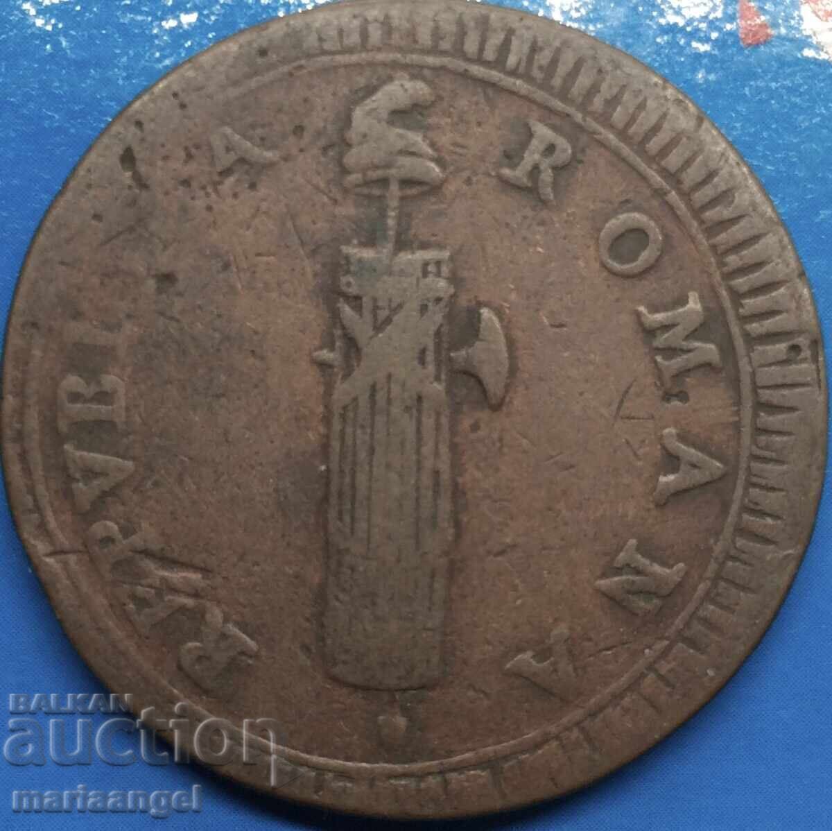 Δημοπρασία First Roman Republic 2 bayochi 1798 -1799 Vatican 35mm 19g