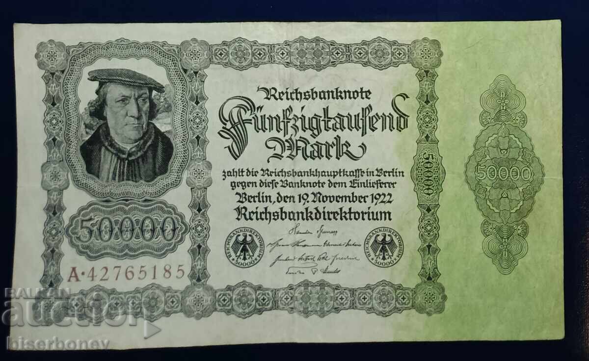 Γερμανία, Γερμανία, 50 000 μάρκα 1922, VF Γερμανία, Γερμανία, 50 000 μάρκα 1922, VF