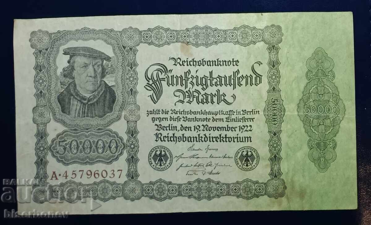 Γερμανία, Γερμανία, 50 000 μάρκα 1922, VF Γερμανία, Γερμανία, 50 000 μάρκα 1922, VF