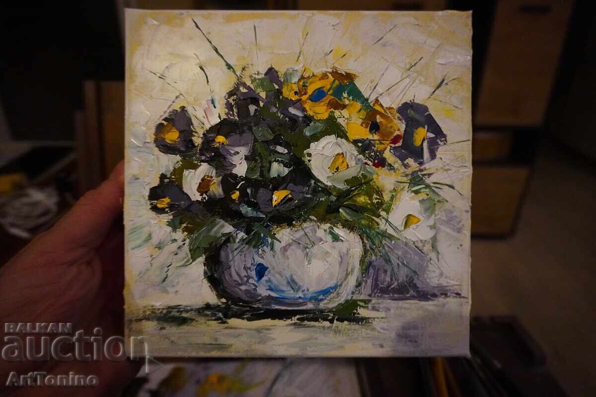 Ελαιογραφία - Νεκρή φύση - Ανθοδέσμη σε βάζο - Α. Ιορδάνωφ με τιμή € 10.00 | 19.56 BGN