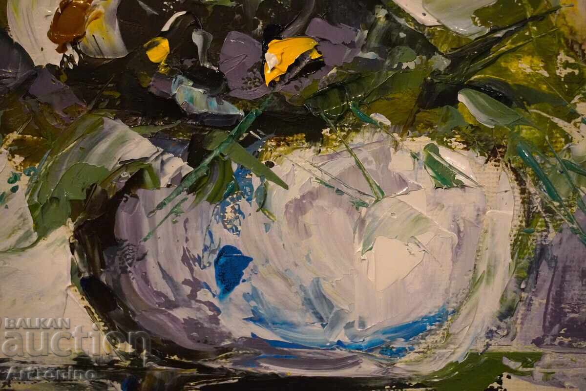 Δημοπρασία Ελαιογραφία - Νεκρή φύση - Ανθοδέσμη σε βάζο - Α. Ιορδάνωφ