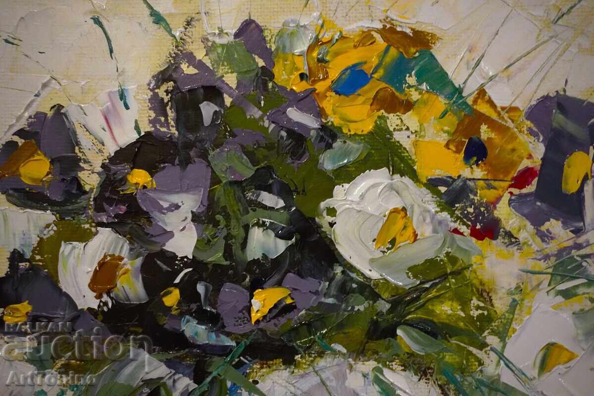 Ελαιογραφία - Νεκρή φύση - Ανθοδέσμη σε βάζο - Α. Ιορδάνωφ - 5