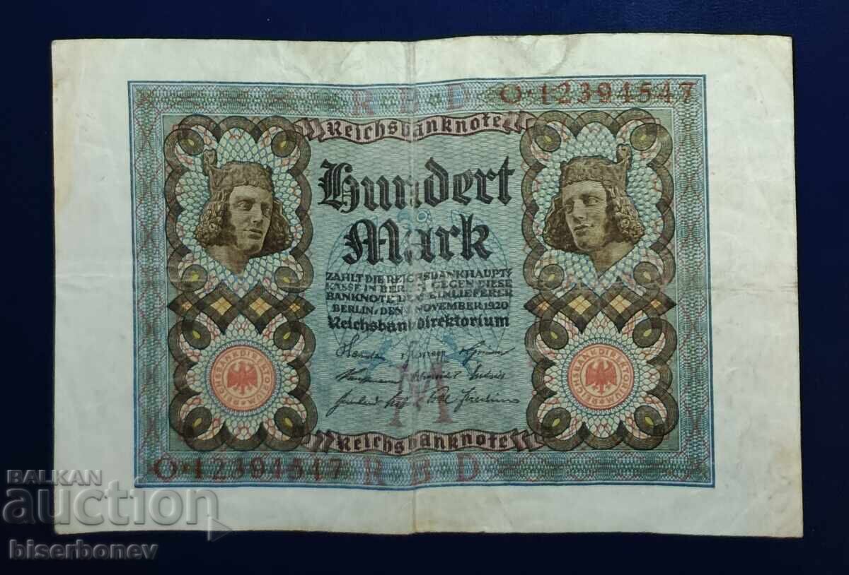 Germany, Германия, 100 марки 1920 г, VF