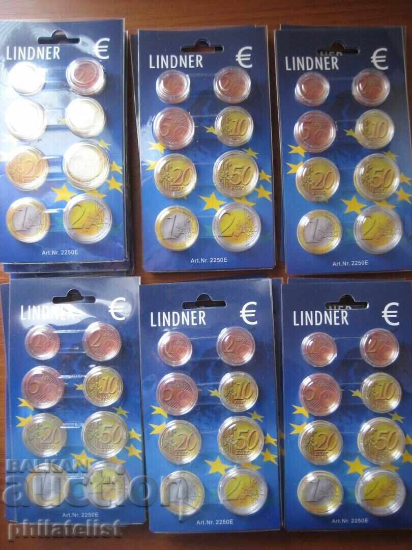 Auction  LINDNER - Euro coin set packaging from 1 cent to 2 euro with capsules