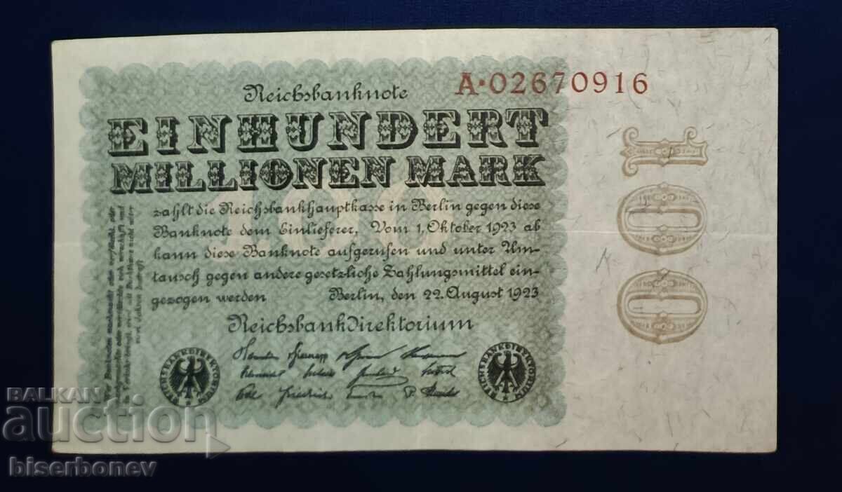 Germania, Germania, 100 milioane mărci 1923, VF