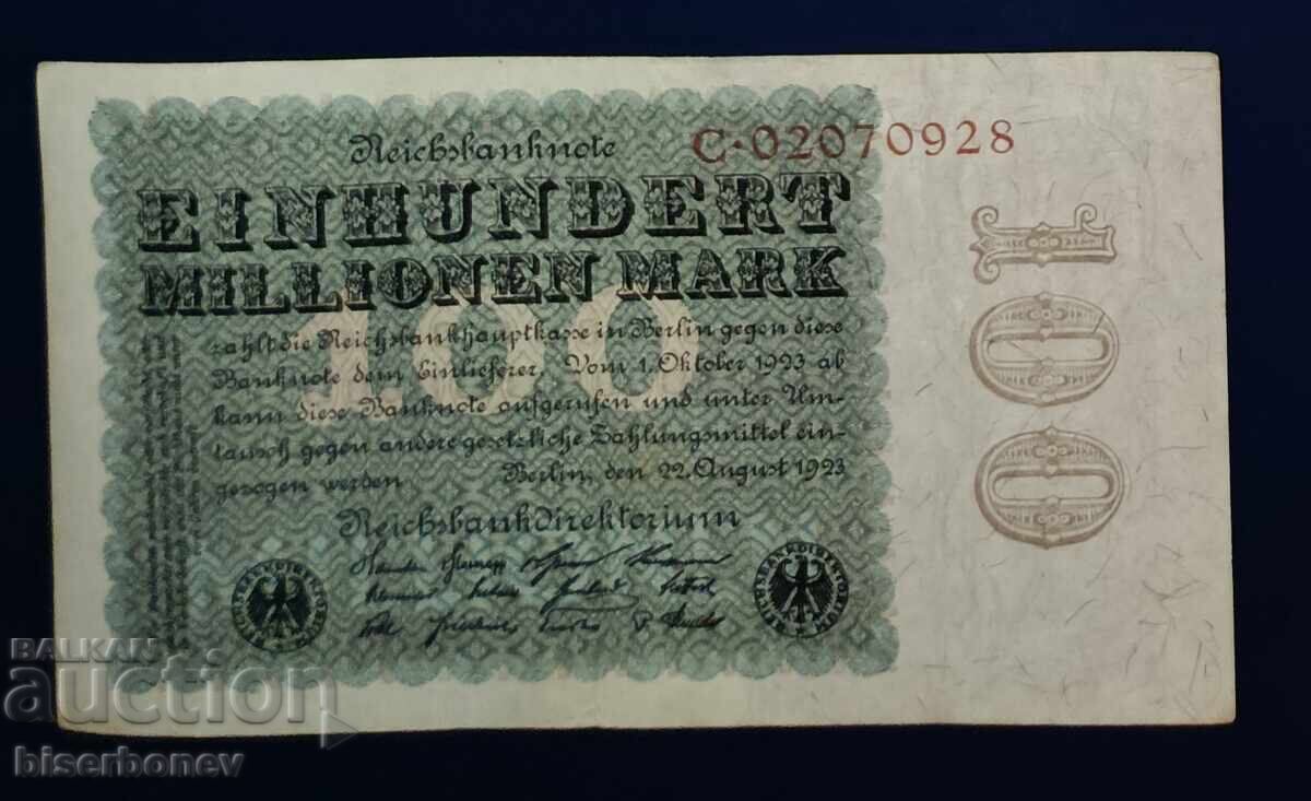 Germany, Германия, 100 милиона марки 1923 г, VF/XF