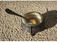 Russian Soviet Salt Shaker with Spoon from the USSR, Marked