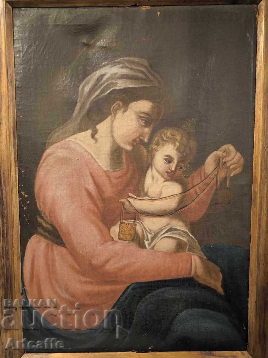 Old religious painting - Virgin Mary with the Infant with price € 45.56 | 89.11 BGN