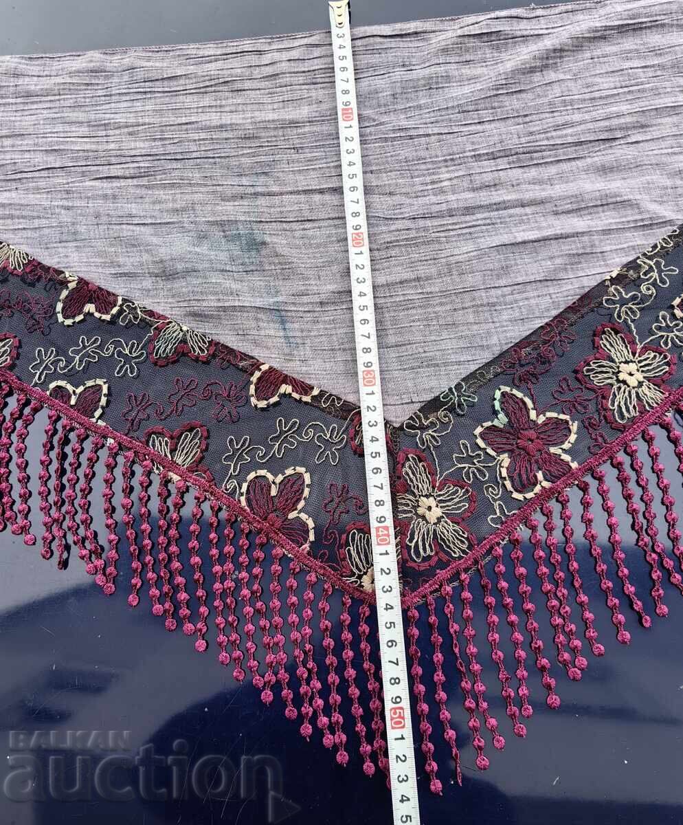 EȘARFĂ VECHE BORDURĂ BRODERIE - 5