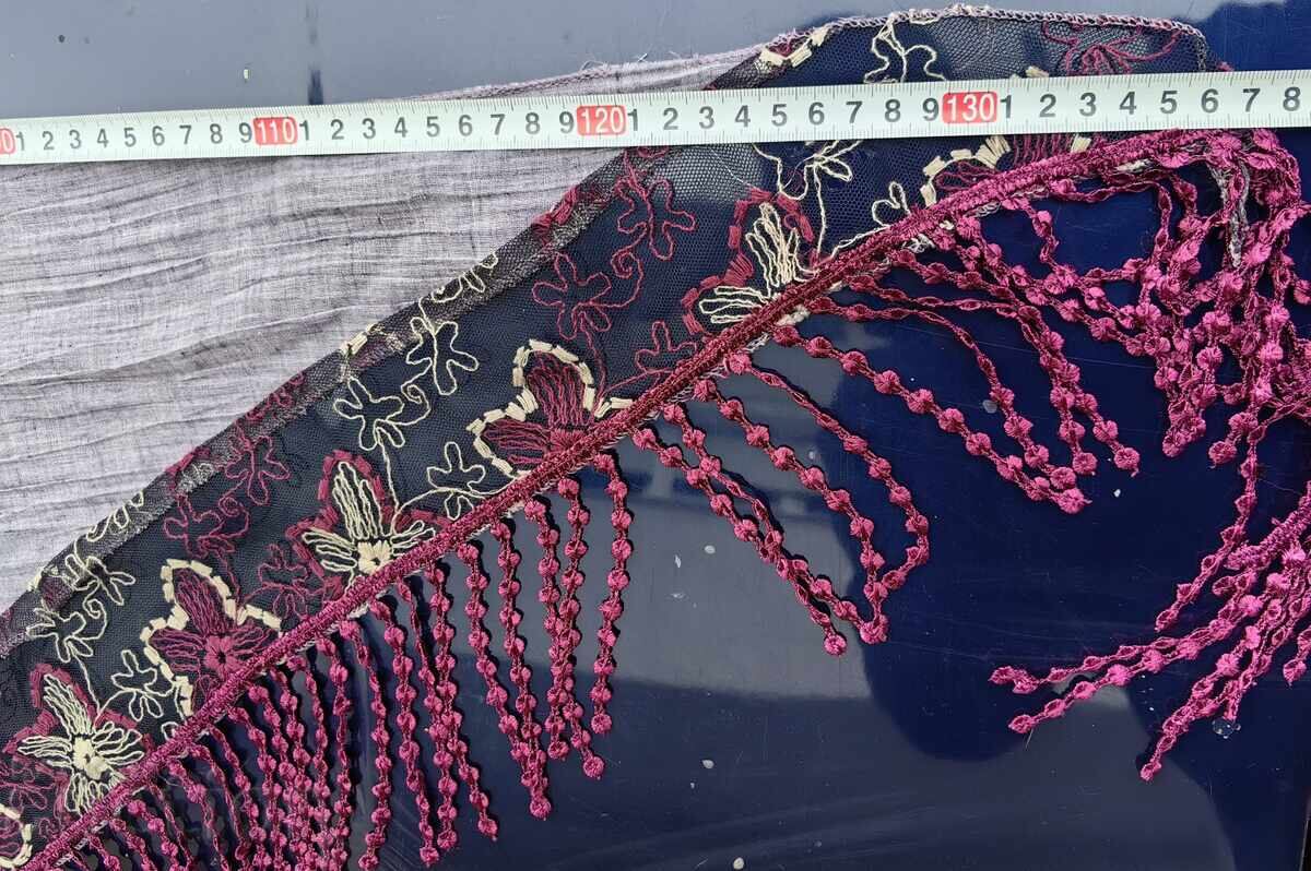EȘARFĂ VECHE BORDURĂ BRODERIE - 6