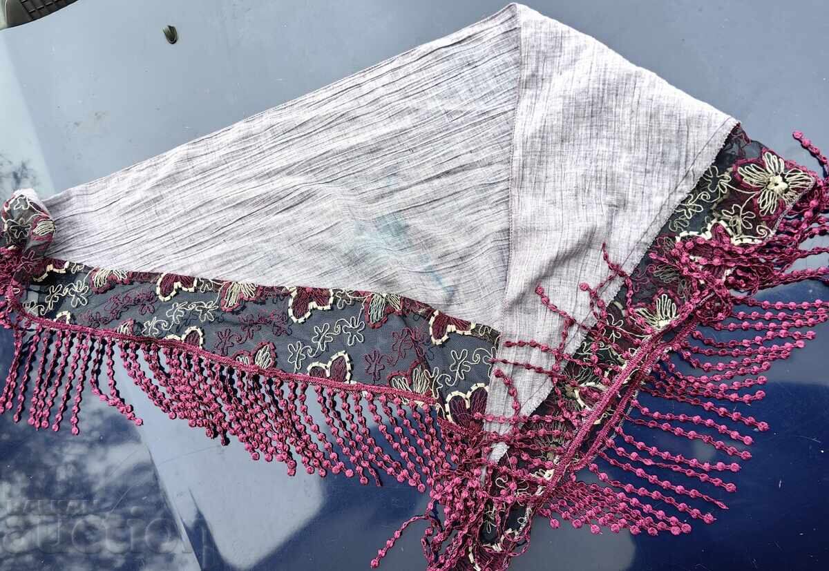 EȘARFĂ VECHE BORDURĂ BRODERIE - 7