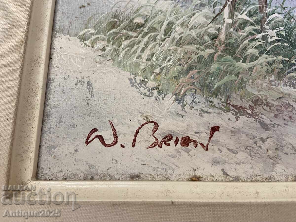 Auction  Vintage seascape painting "Dunes by the Sea", with artist's signature