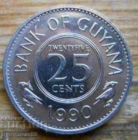 25 cents 1990 - Guyana