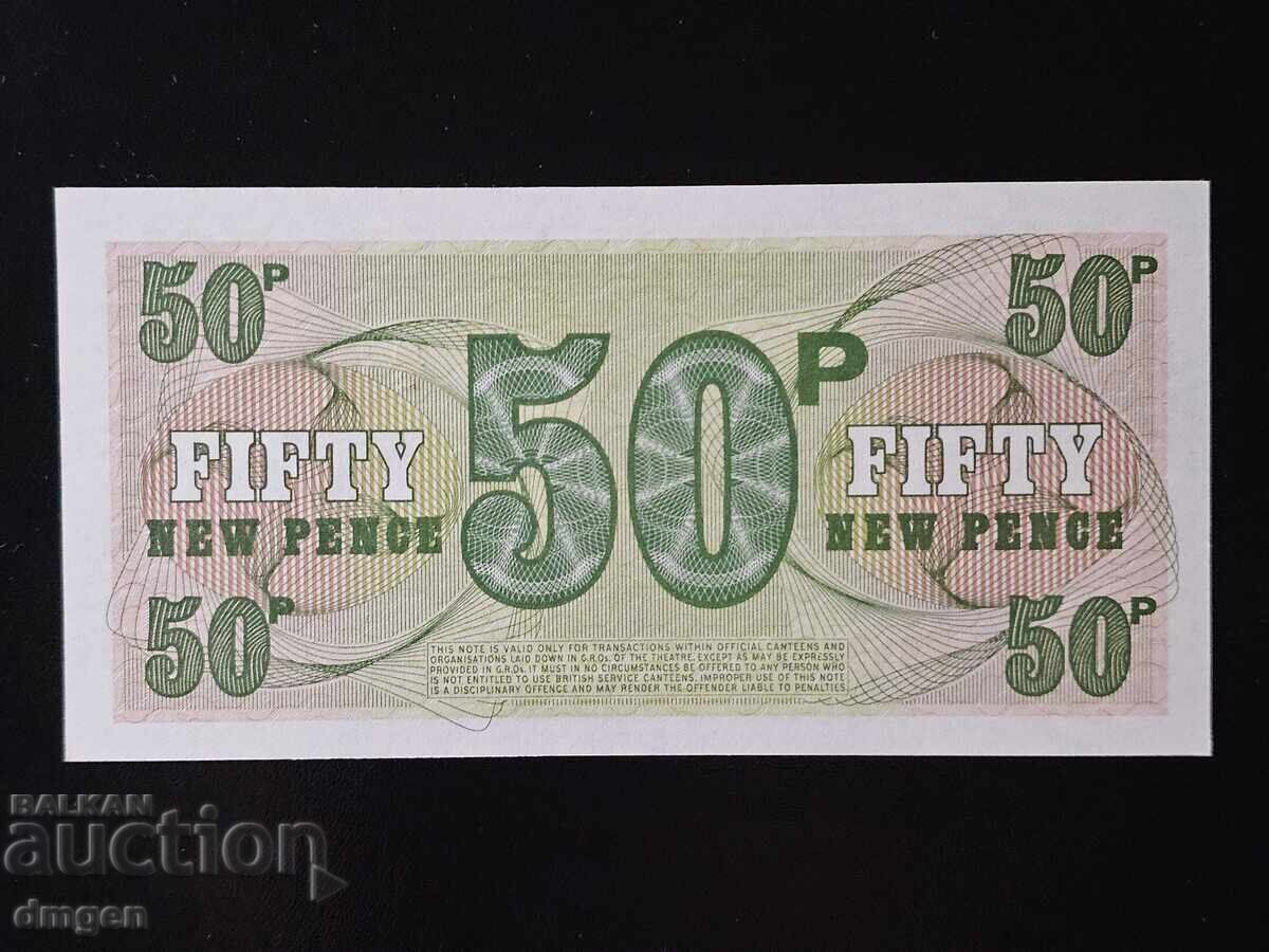 50 pence United Kingdom military voucher UNC with price € 2.05 | 4.01 BGN