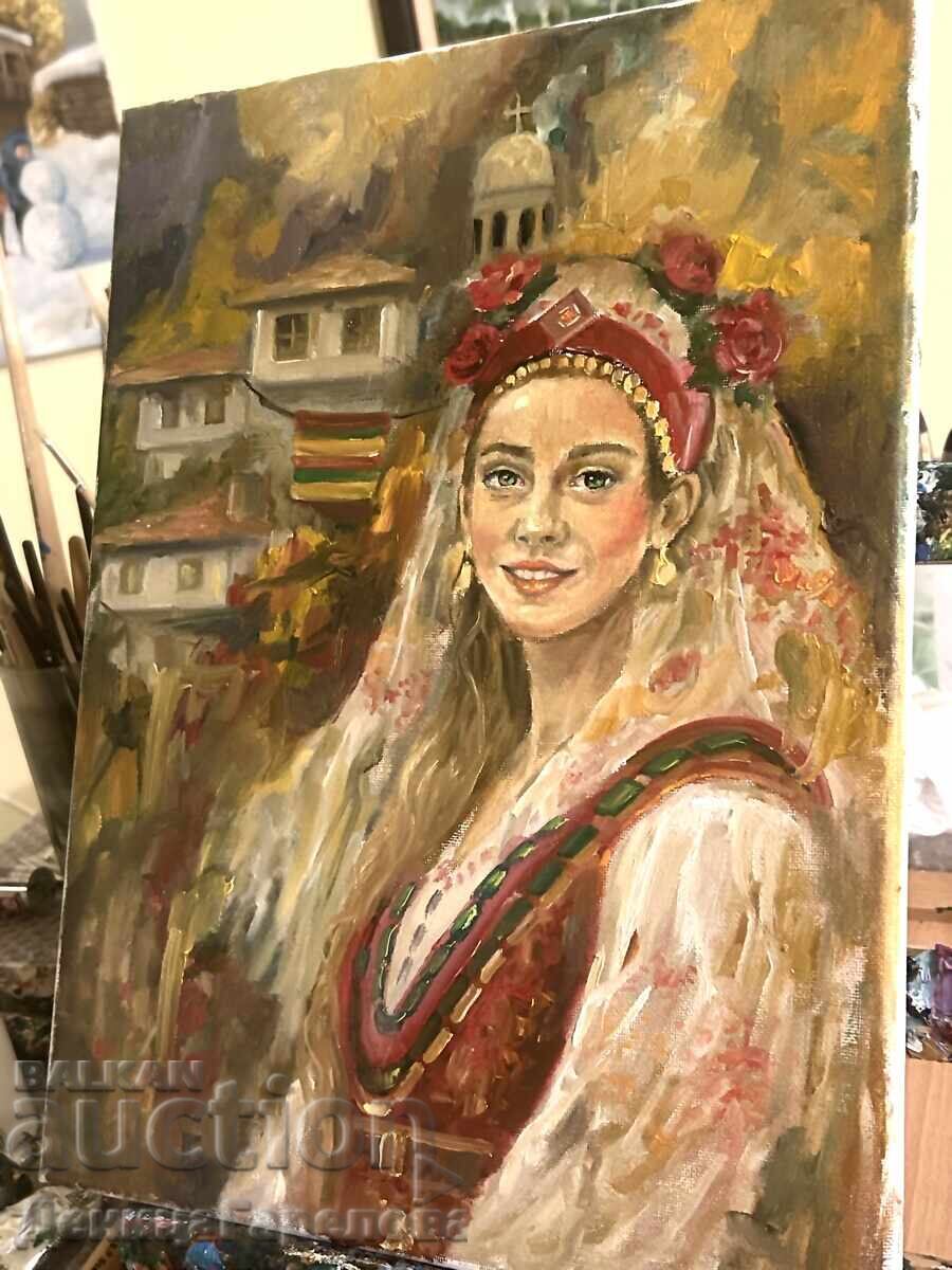 Доставка на Деница Гарелова картина масло “Българка”