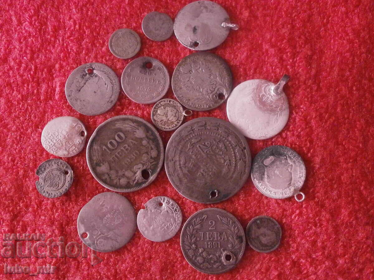 LOT MONEDE DE ARGINT PENTRU BIJUTERII