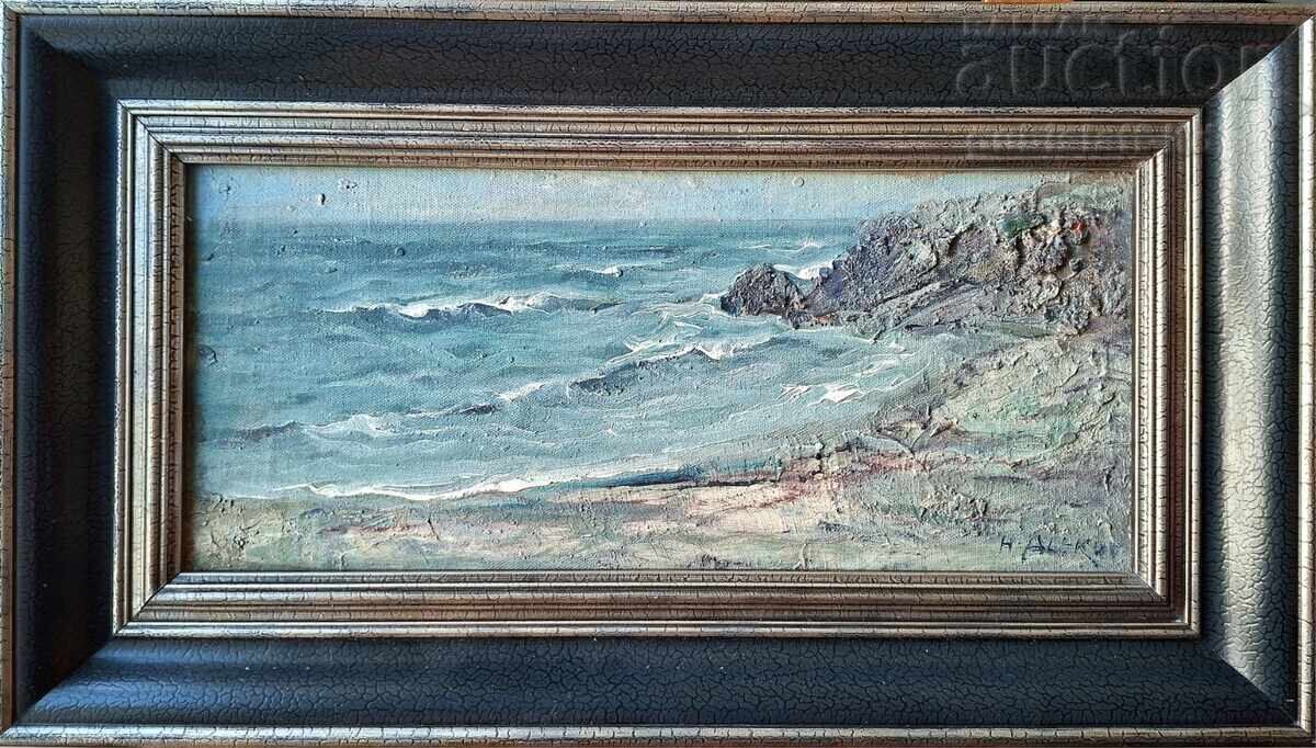 Πίνακας, θάλασσα, ζωγρ. Ν. Αλέκοφ (1922-2002)