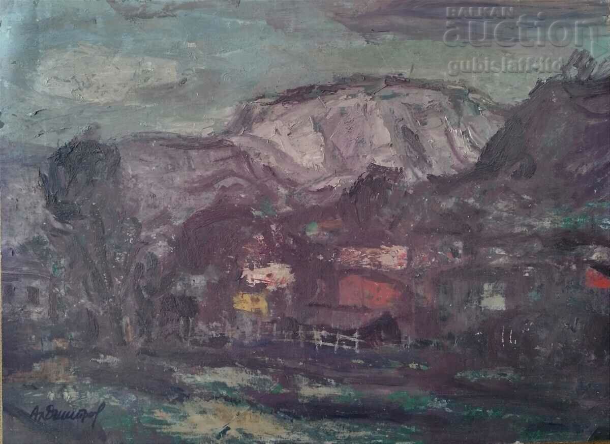 Poză, peisaj, case, artă. Al. Dimitrov, anii 1980.