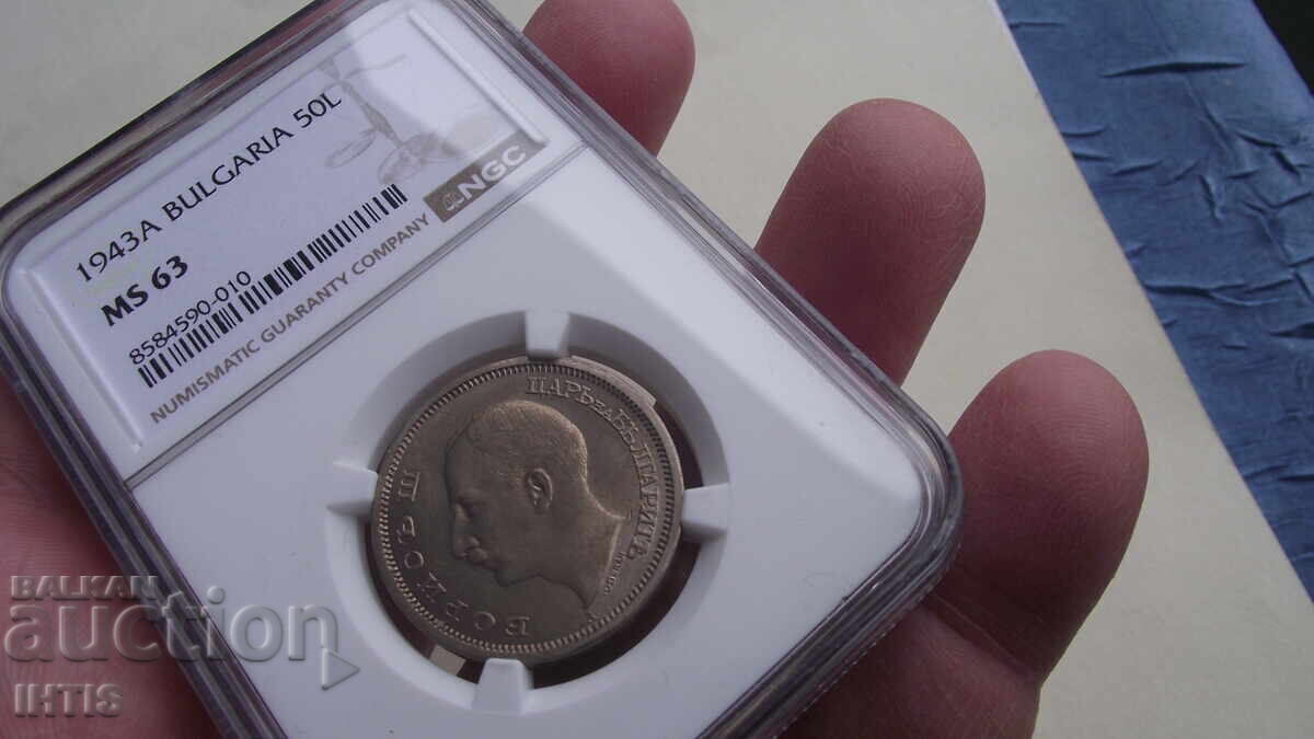 Livrarea MONEDĂ - 50lv. / Cincizeci de leva 1943g. - NGC - * - MS63