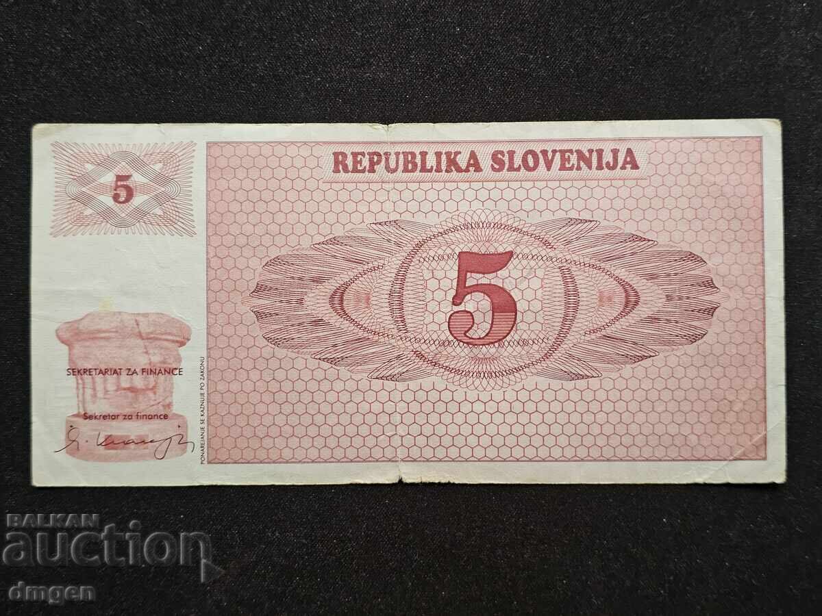 5 tolara Sloveniya 1990-1992