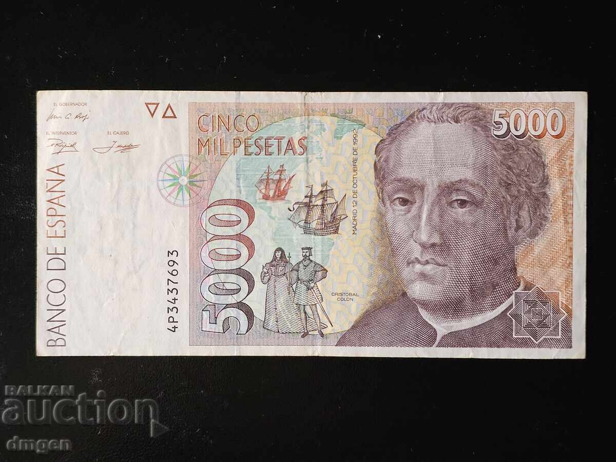 5000 pesetas Spania 1992