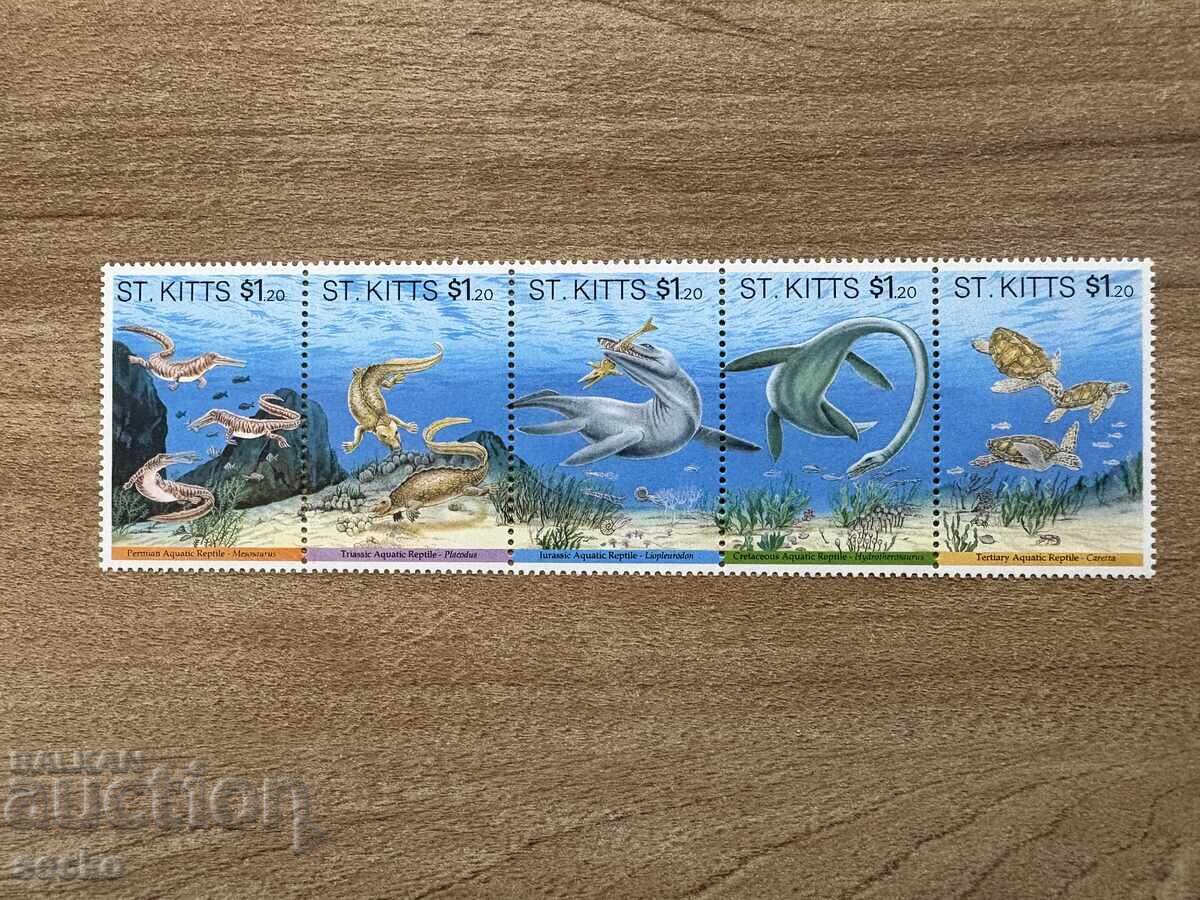 Sfântul Kitts - Reptile acvatice preistorice (1994) MNH