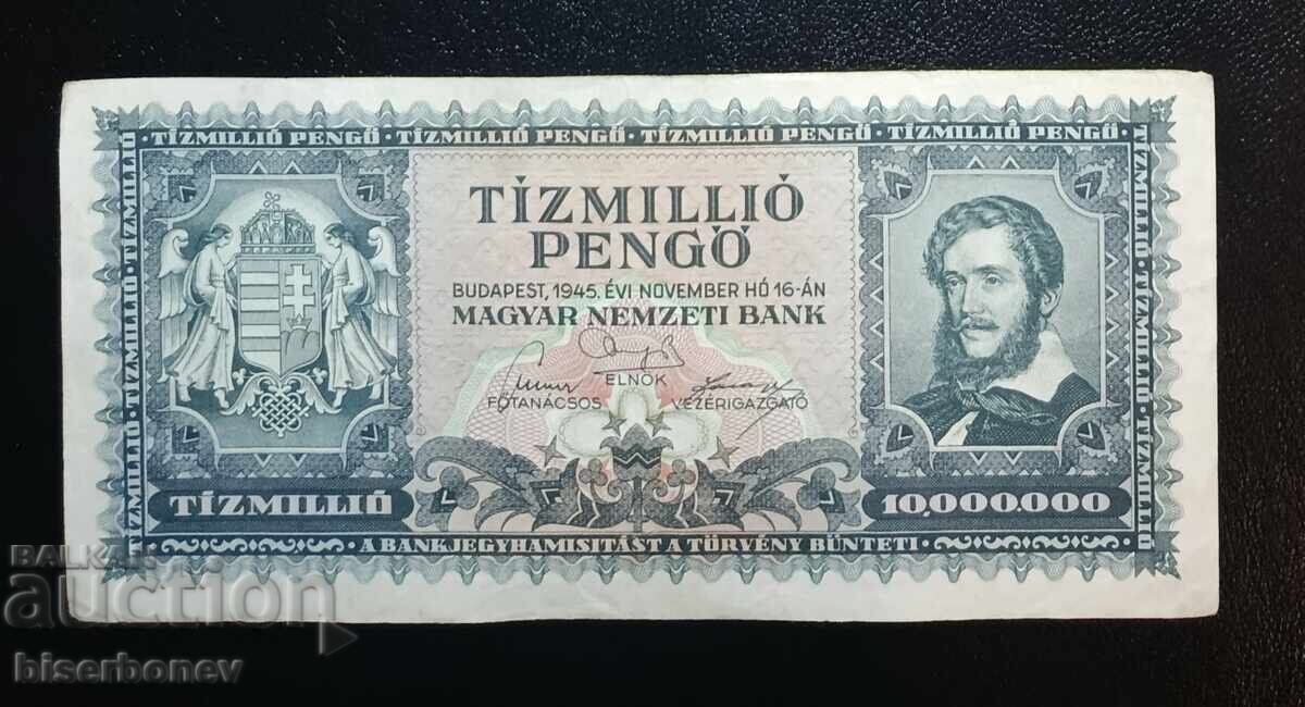 Hungry, Hungary, 10 million pengő, 1945, VF+