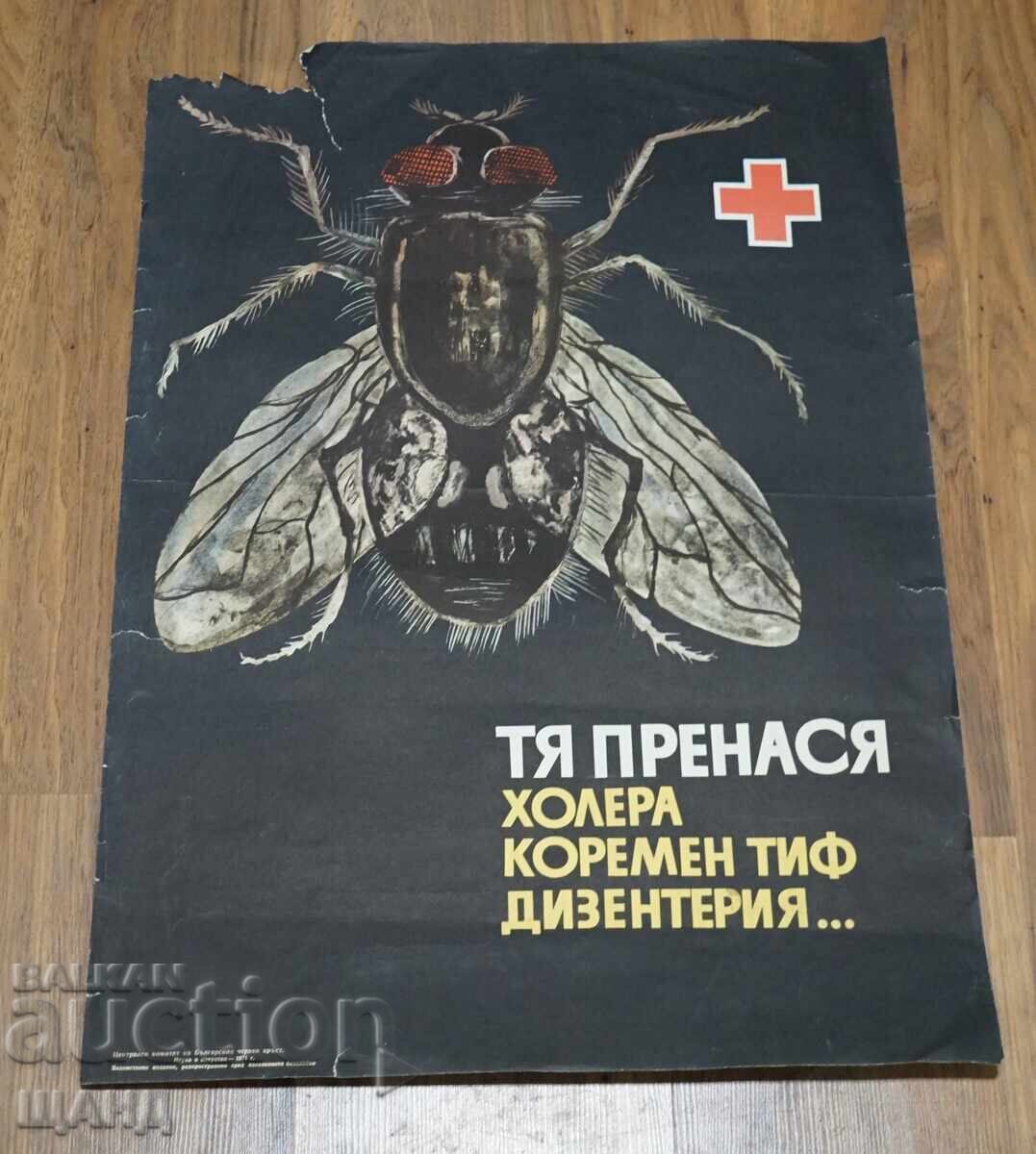 1971 Original Poster Bulgarian Red Cross Cholera 1971 Original Poster Bulgarian Red Cross Cholera